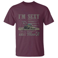 Funny I Am Sexy And I Mow It T Shirt Gardening Lawn Mower American Flag Fathers Day - Wonder Print Shop
