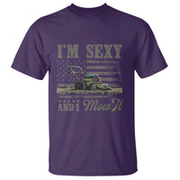 Funny I Am Sexy And I Mow It T Shirt Gardening Lawn Mower American Flag Fathers Day - Wonder Print Shop