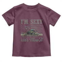 Funny I Am Sexy And I Mow It Toddler T Shirt Gardening Lawn Mower American Flag Fathers Day - Wonder Print Shop
