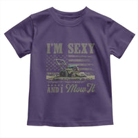 Funny I Am Sexy And I Mow It Toddler T Shirt Gardening Lawn Mower American Flag Fathers Day - Wonder Print Shop