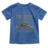 Funny I Am Sexy And I Mow It Toddler T Shirt Gardening Lawn Mower American Flag Fathers Day - Wonder Print Shop