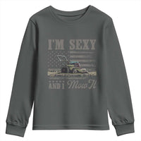 Funny I Am Sexy And I Mow It Youth Sweatshirt Gardening Lawn Mower American Flag Fathers Day - Wonder Print Shop