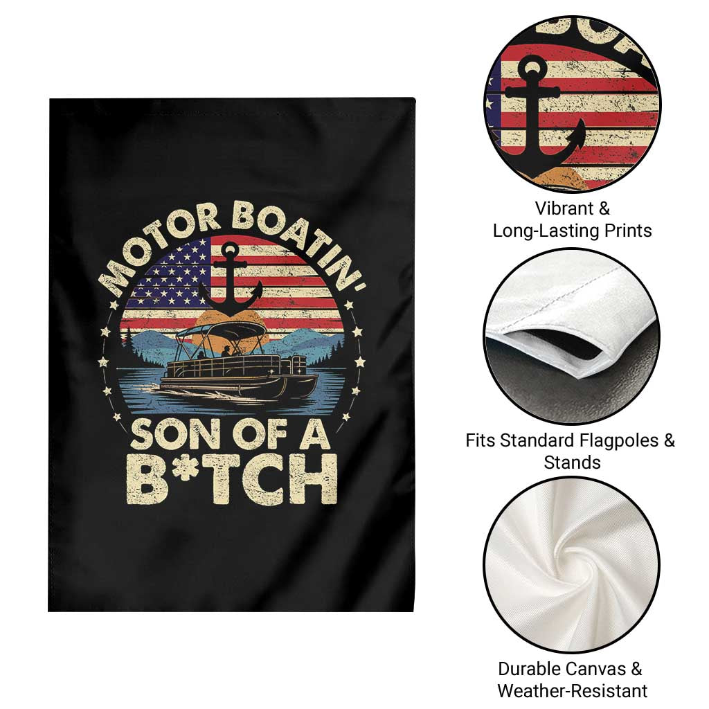 Funny Motor Boat Captain Garden Flag Motor Boatin' Son Of A Bitch American Flag - Wonder Print Shop