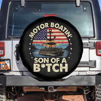 Funny Motor Boat Captain Spare Tire Cover Motor Boatin' Son Of A Bitch American Flag - Wonder Print Shop
