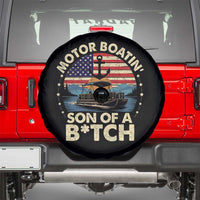 Funny Motor Boat Captain Spare Tire Cover Motor Boatin' Son Of A Bitch American Flag - Wonder Print Shop
