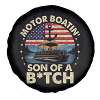 Funny Motor Boat Captain Spare Tire Cover Motor Boatin' Son Of A Bitch American Flag - Wonder Print Shop
