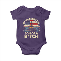Funny Motor Boat Captain Baby Onesie Motor Boatin' Son Of A Bitch American Flag - Wonder Print Shop
