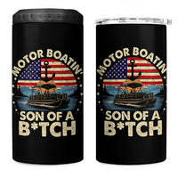 Funny Motor Boat Captain 4 in 1 Can Cooler Tumbler Motor Boatin' Son Of A Bitch American Flag - Wonder Print Shop