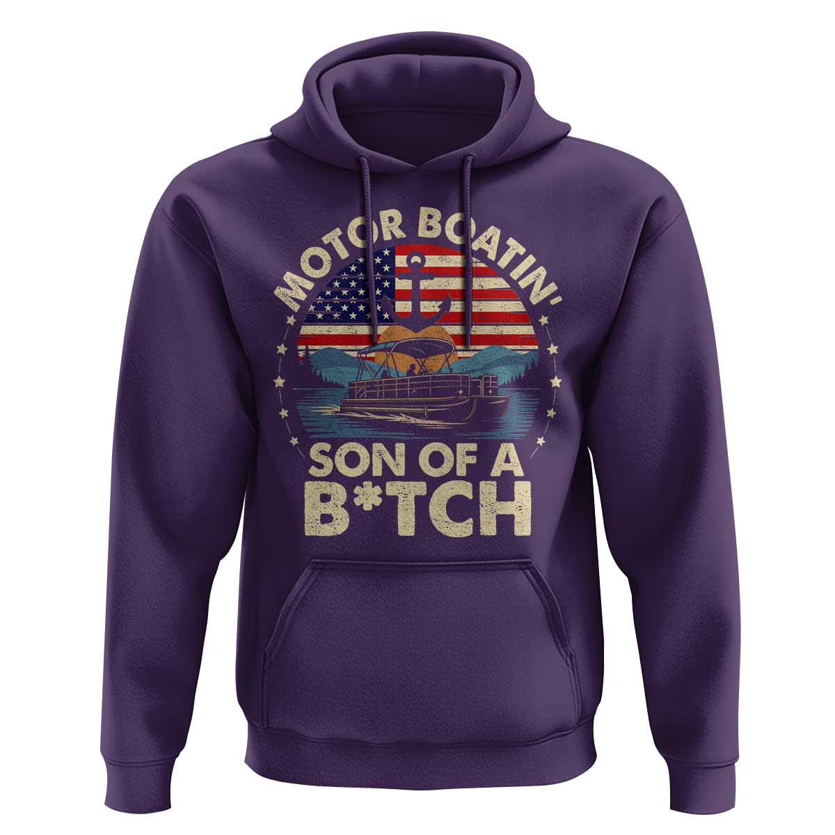 Funny Motor Boat Captain Hoodie Motor Boatin' Son Of A Bitch American Flag - Wonder Print Shop
