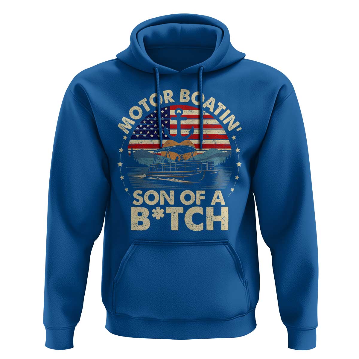 Funny Motor Boat Captain Hoodie Motor Boatin' Son Of A Bitch American Flag - Wonder Print Shop
