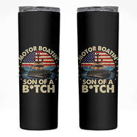 Funny Motor Boat Captain Skinny Tumbler Motor Boatin' Son Of A Bitch American Flag - Wonder Print Shop