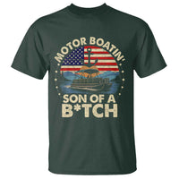 Funny Motor Boat Captain T Shirt Motor Boatin' Son Of A Bitch American Flag - Wonder Print Shop