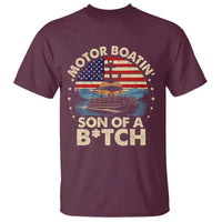 Funny Motor Boat Captain T Shirt Motor Boatin' Son Of A Bitch American Flag - Wonder Print Shop