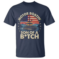 Funny Motor Boat Captain T Shirt Motor Boatin' Son Of A Bitch American Flag - Wonder Print Shop