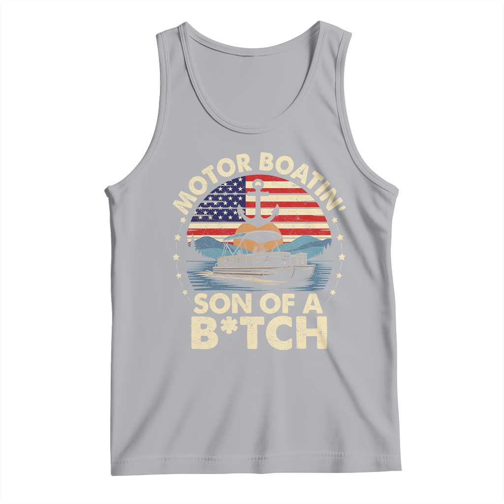 Funny Motor Boat Captain Tank Top Motor Boatin' Son Of A Bitch American Flag - Wonder Print Shop