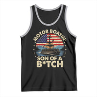 Funny Motor Boat Captain Tank Top Motor Boatin' Son Of A Bitch American Flag - Wonder Print Shop