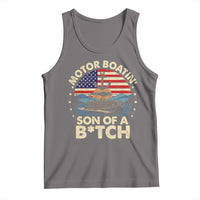 Funny Motor Boat Captain Tank Top Motor Boatin' Son Of A Bitch American Flag - Wonder Print Shop
