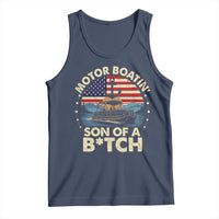 Funny Motor Boat Captain Tank Top Motor Boatin' Son Of A Bitch American Flag - Wonder Print Shop