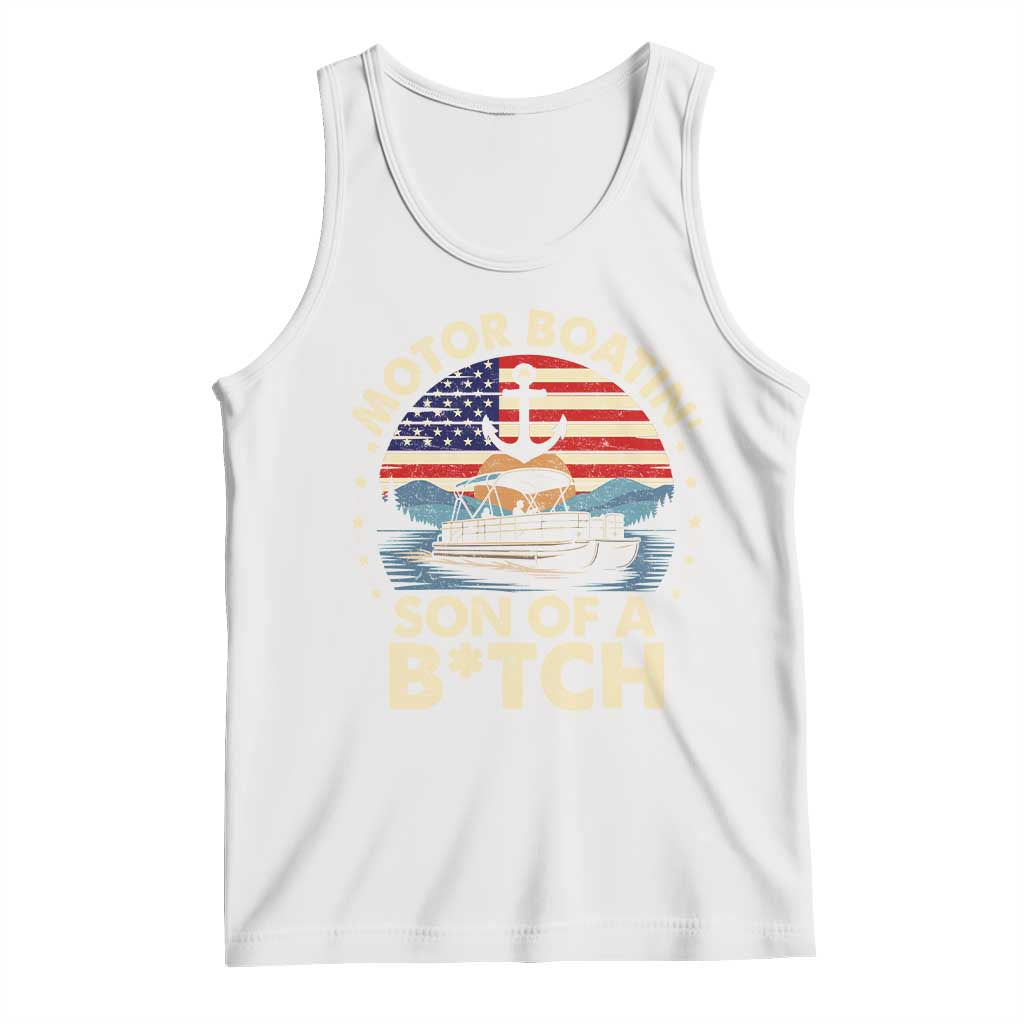 Funny Motor Boat Captain Tank Top Motor Boatin' Son Of A Bitch American Flag - Wonder Print Shop