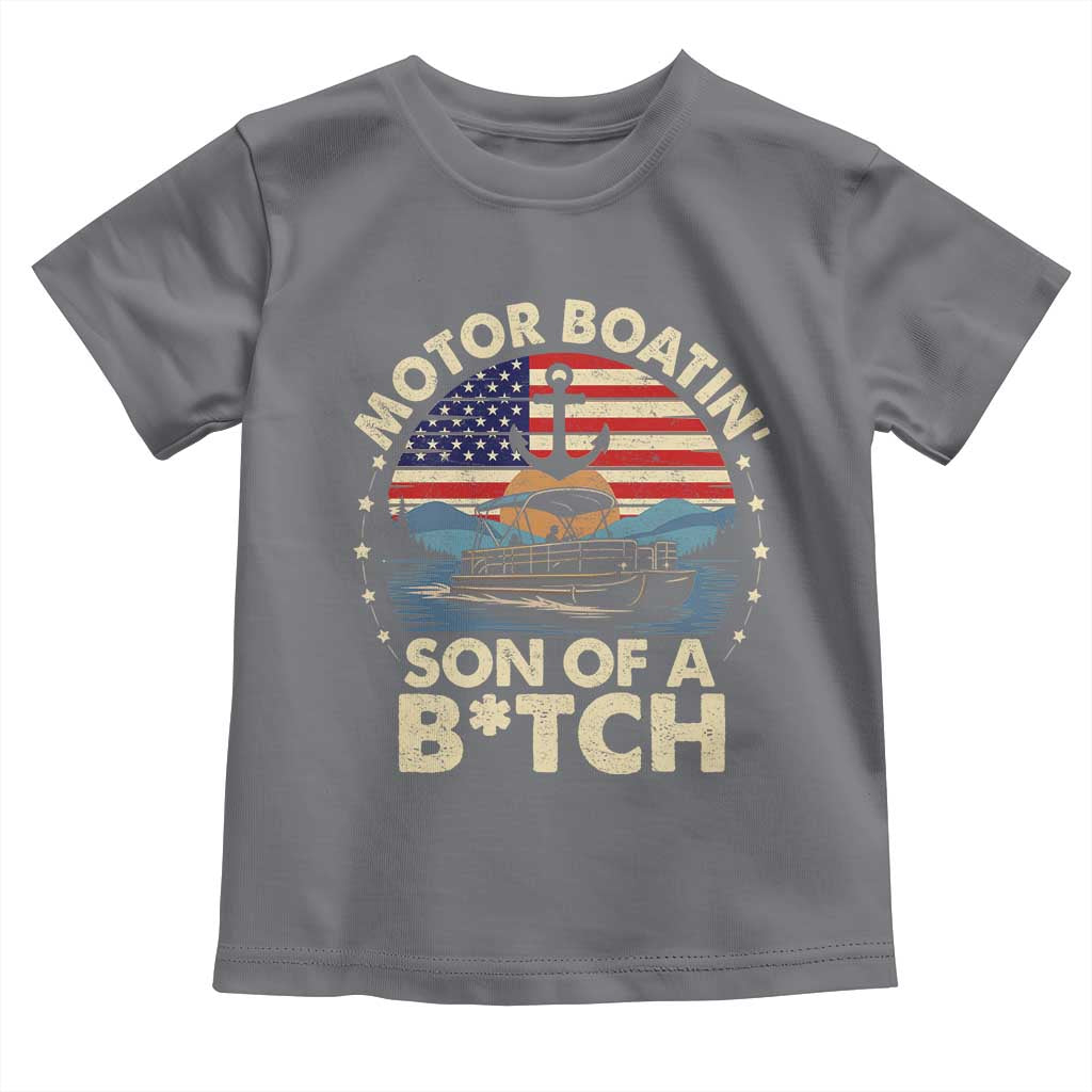 Funny Motor Boat Captain Toddler T Shirt Motor Boatin' Son Of A Bitch American Flag - Wonder Print Shop