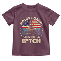 Funny Motor Boat Captain Toddler T Shirt Motor Boatin' Son Of A Bitch American Flag - Wonder Print Shop