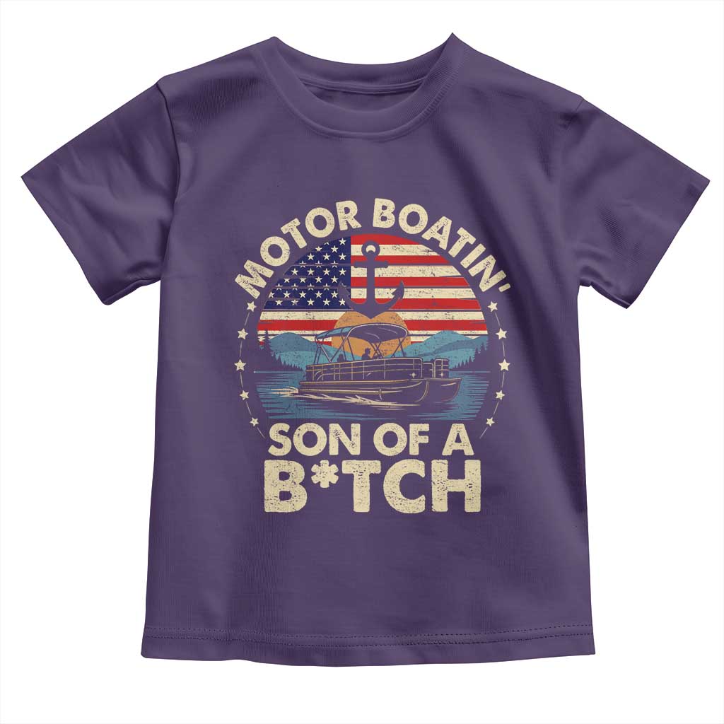 Funny Motor Boat Captain Toddler T Shirt Motor Boatin' Son Of A Bitch American Flag - Wonder Print Shop