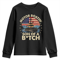 Funny Motor Boat Captain Youth Sweatshirt Motor Boatin' Son Of A Bitch American Flag - Wonder Print Shop