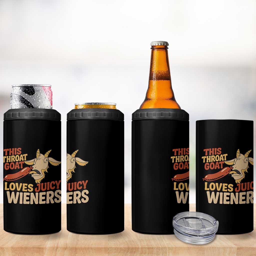 Funny This Throat Goat Loves Juicy Wieners 4 in 1 Can Cooler Tumbler Adult Jokes - Wonder Print Shop