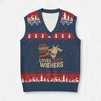 Funny This Throat Goat Loves Juicy Wieners V-Neck Knit Sweater Vest Adult Jokes - Wonder Print Shop