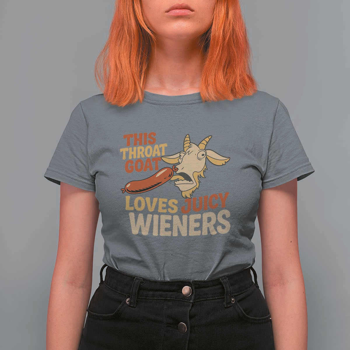 Funny This Throat Goat Loves Juicy Wieners T Shirt For Women Adult Jokes - Wonder Print Shop