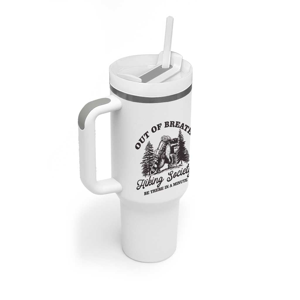 Funny Raccoon Outdoor Mountain Hiker Tumbler With Handle Out Of Breath Hiking Society Be There In A Minute - Wonder Print Shop
