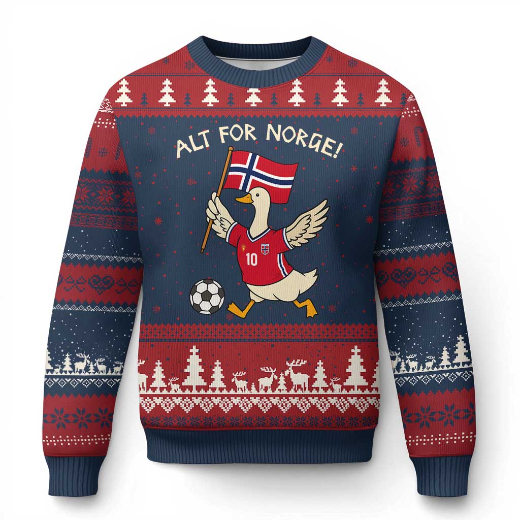 Norway Football Goose Ugly Christmas Sweater Alt For Norge Norwegian Heritage