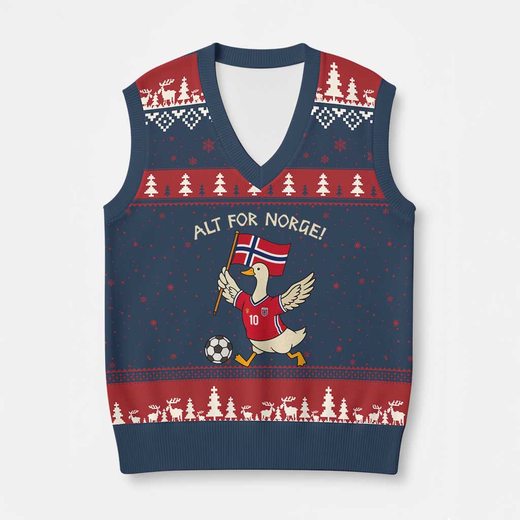 Norway Football Goose V-Neck Knit Sweater Vest Alt For Norge Norwegian Heritage