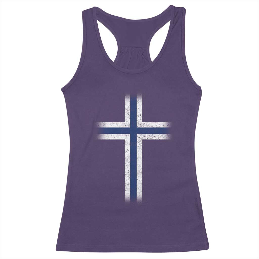 Norway Flag Distressed Nordic Symbol Norwegian Fans Racerback Tank Top
