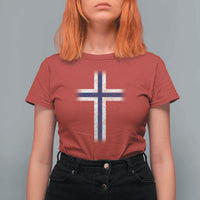 Norway Flag Distressed Nordic Symbol Norwegian Fans T Shirt For Women