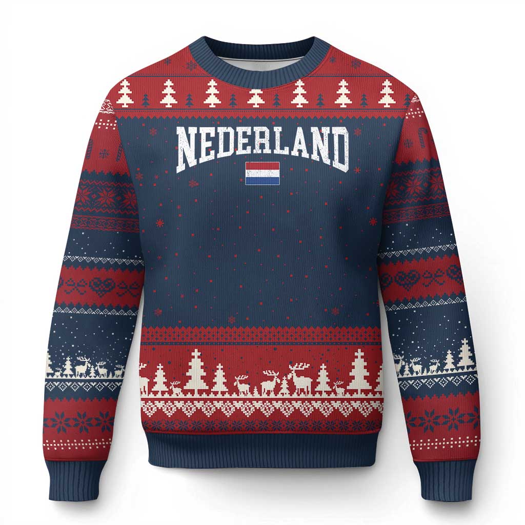 Nederland Sports Throwback Design Ugly Christmas Sweater Vintage Dutch Holland Flag Soccer Jersey Style