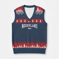 Nederland Sports Throwback Design V-Neck Knit Sweater Vest Vintage Dutch Holland Flag Soccer Jersey Style
