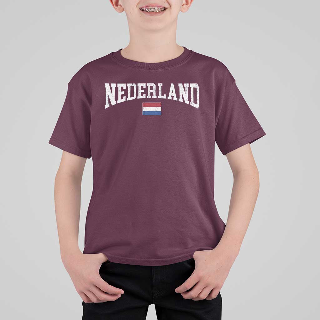 Nederland Sports Throwback Design T Shirt For Kid Vintage Dutch Holland Flag Soccer Jersey Style
