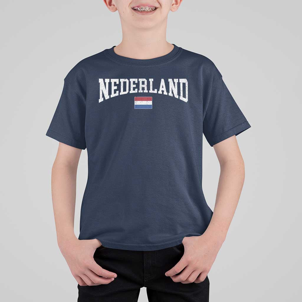 Nederland Sports Throwback Design T Shirt For Kid Vintage Dutch Holland Flag Soccer Jersey Style