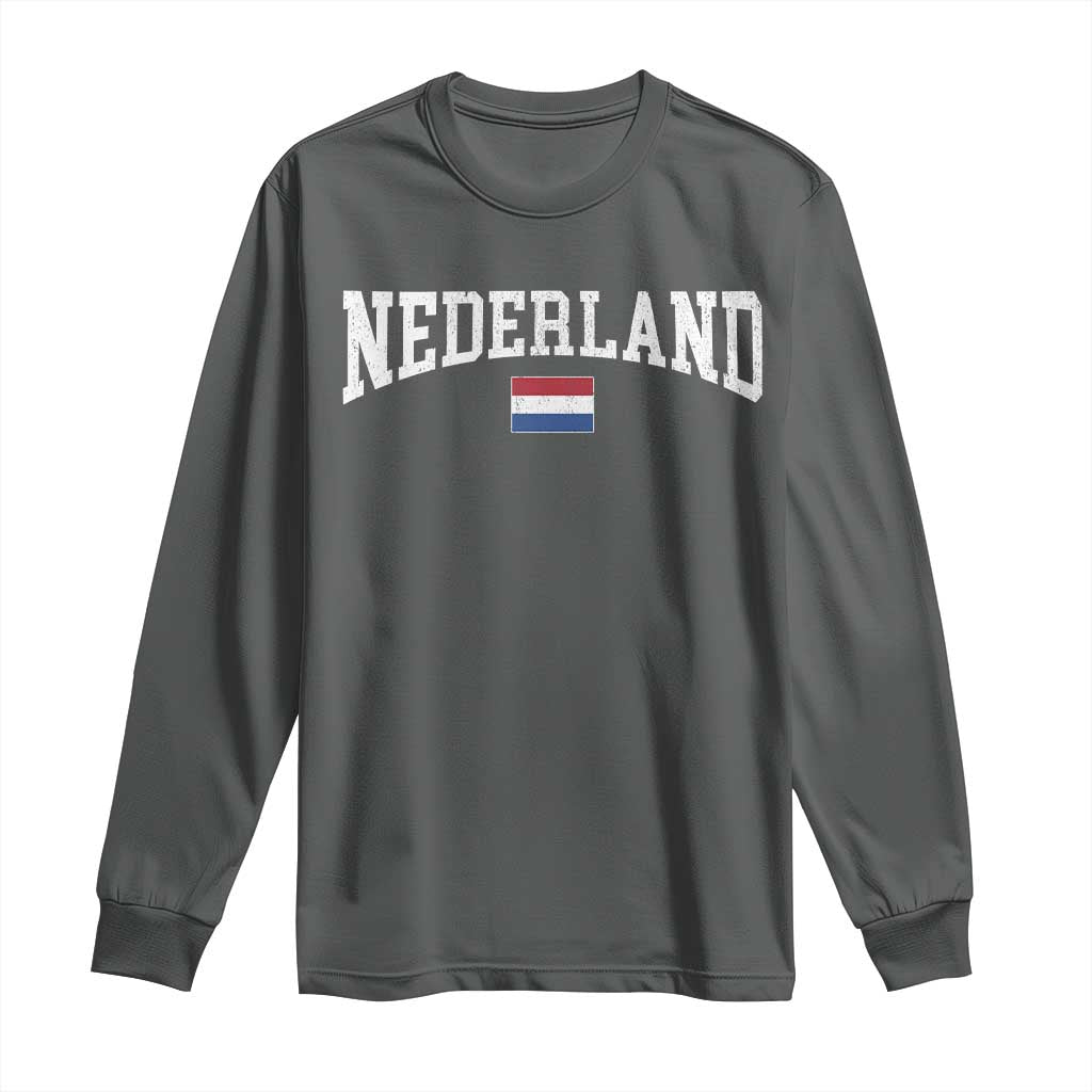 Nederland Sports Throwback Design Long Sleeve Shirt Vintage Dutch Holland Flag Soccer Jersey Style