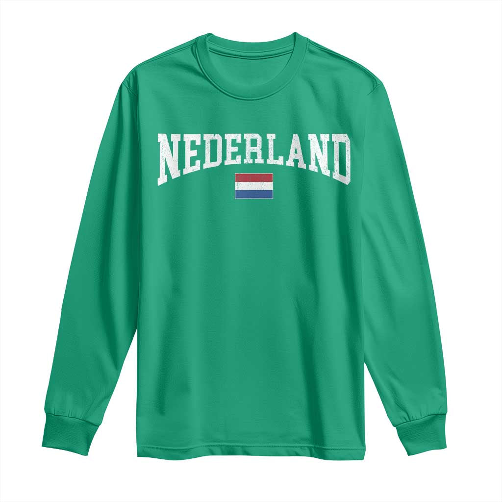 Nederland Sports Throwback Design Long Sleeve Shirt Vintage Dutch Holland Flag Soccer Jersey Style
