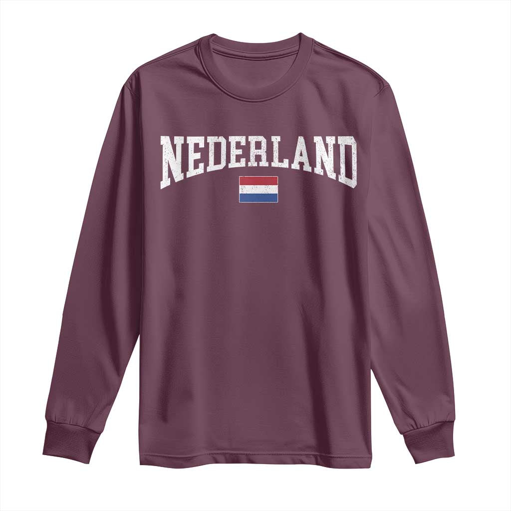 Nederland Sports Throwback Design Long Sleeve Shirt Vintage Dutch Holland Flag Soccer Jersey Style