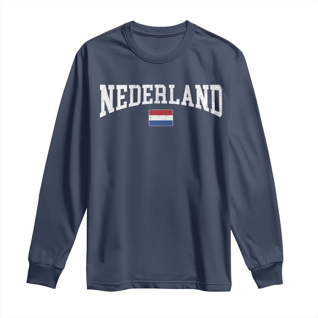 Nederland Sports Throwback Design Long Sleeve Shirt Vintage Dutch Holland Flag Soccer Jersey Style