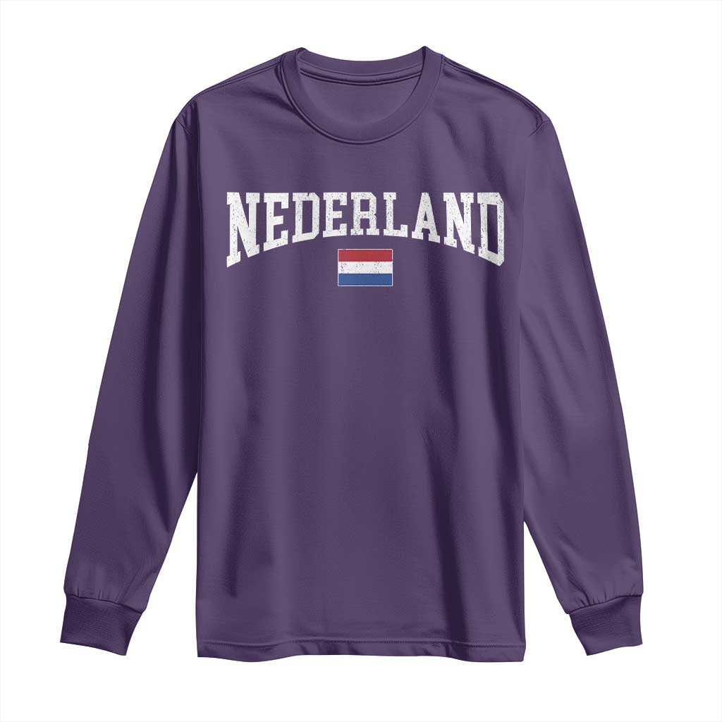 Nederland Sports Throwback Design Long Sleeve Shirt Vintage Dutch Holland Flag Soccer Jersey Style