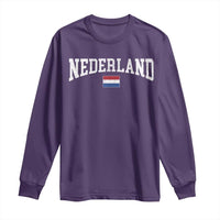 Nederland Sports Throwback Design Long Sleeve Shirt Vintage Dutch Holland Flag Soccer Jersey Style