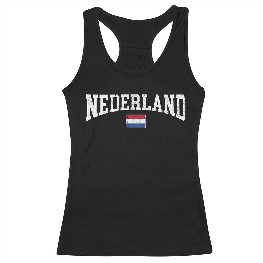 Nederland Sports Throwback Design Racerback Tank Top Vintage Dutch Holland Flag Soccer Jersey Style