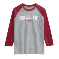 Nederland Sports Throwback Design Raglan Shirt Vintage Dutch Holland Flag Soccer Jersey Style