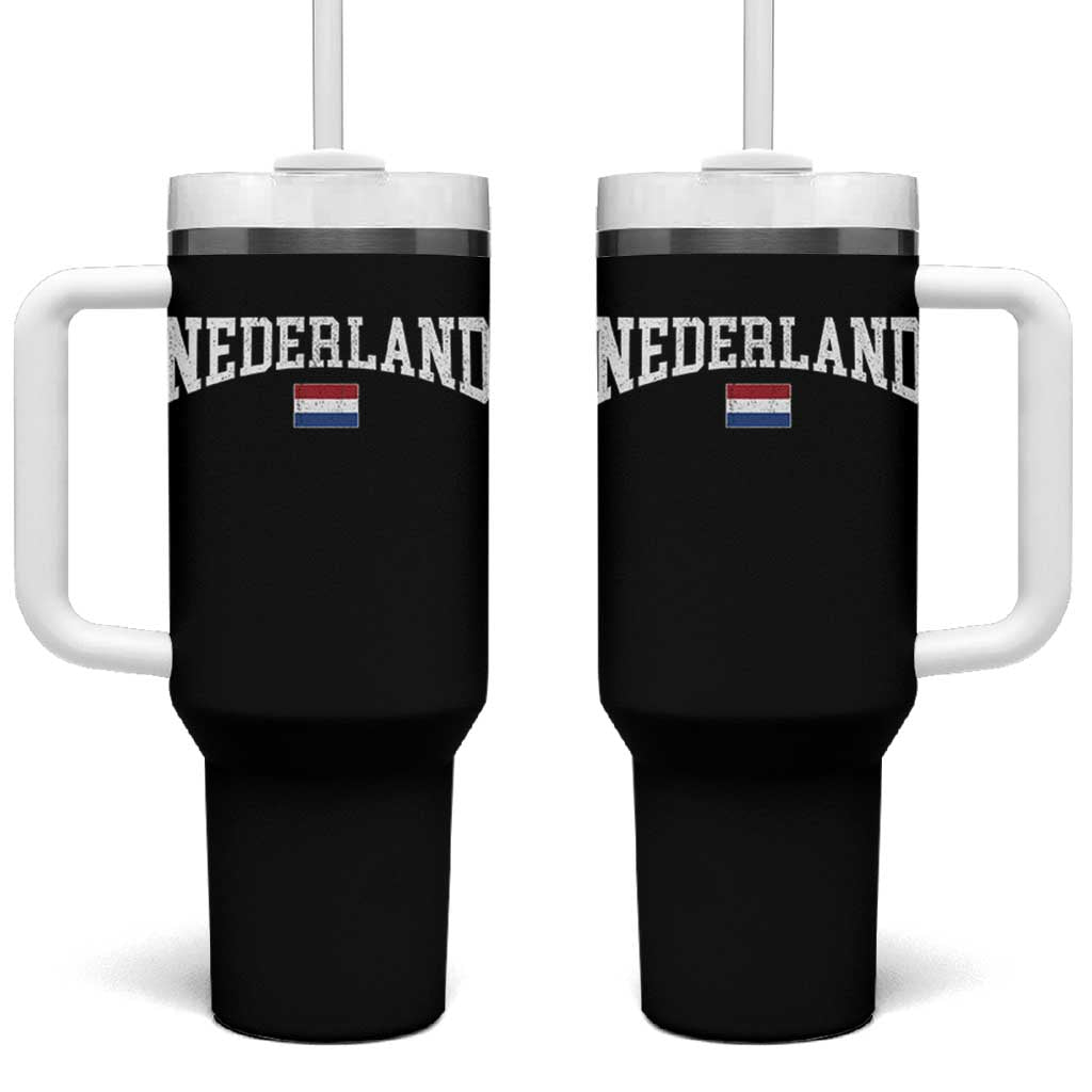 Nederland Sports Throwback Design Tumbler With Handle Vintage Dutch Holland Flag Soccer Jersey Style