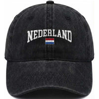 Nederland Sports Throwback Design Washed Cotton Baseball Cap Vintage Dutch Holland Flag Soccer Jersey Style