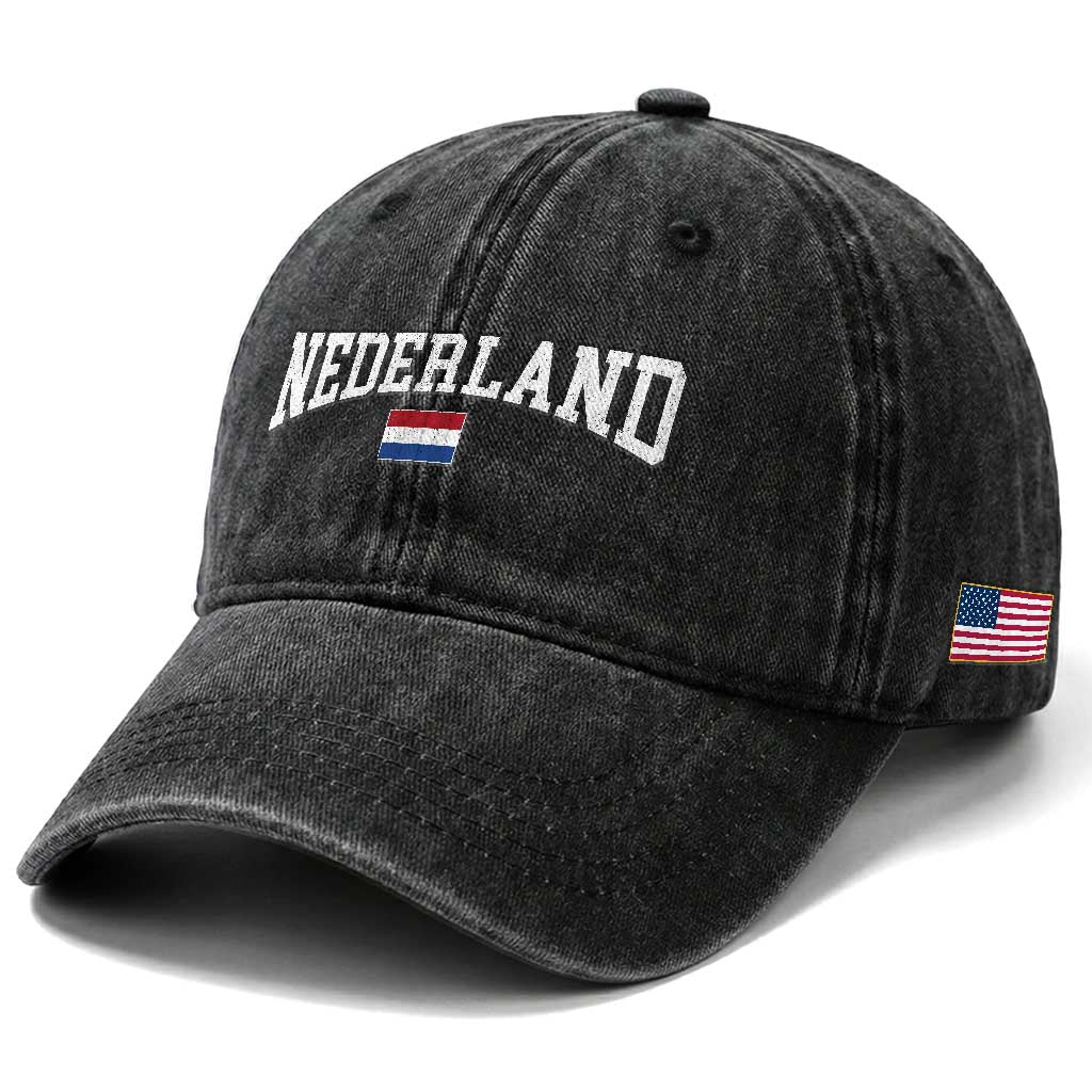 Nederland Sports Throwback Design Washed Cotton Baseball Cap Vintage Dutch Holland Flag Soccer Jersey Style